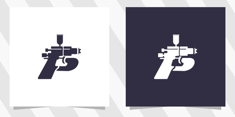 Spray paint logo with letter p logo design