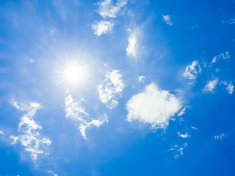 Dramatic view of clear blue sky and bright sun, Nature or organic environment, High resolution over 50MP