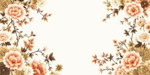 Elegant Chinese Floral Frame Design with Asian Motifs for Decorative Backgrounds
