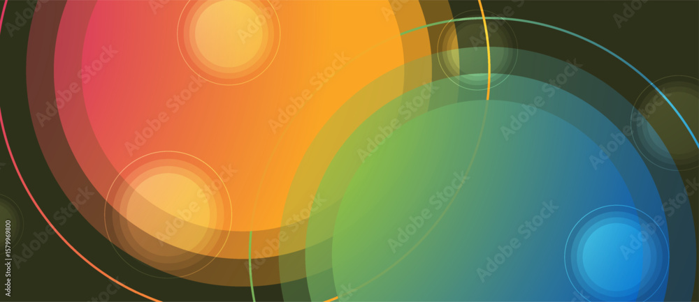 Aufkleber bright geometry design with colorful minimal abstract circles. concept vector background