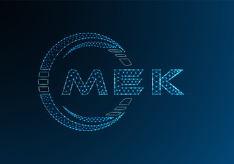 MEK low poly letter logo vector design. MEK lower poly logo design. Low poly logo.
