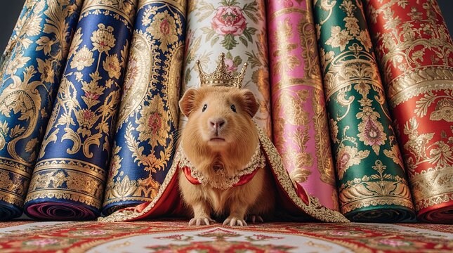 Exquisite folds adorn this traditional oriental fabric, showcasing intricate Indian patterns a rabbit also nestled in clothes ai generated