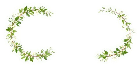 Elegant Green Wreath Design on a Blank Background