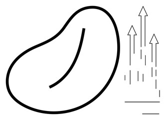 Curved bean-thumbs up shape paired with ascending arrows symbolizing growth, direction, and movement. Ideal for concepts like innovation, progress, strategy, trends, leadership, ambition nature