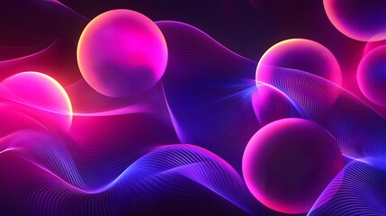 Fototapeta premium Abstract design with glowing spheres and flowing lines.