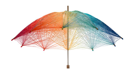 Colorful String Art Umbrella, isolated on transparent background