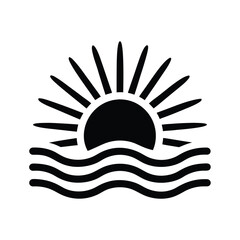 Sunrise Half Sun With Rays Icon Vector Illustration