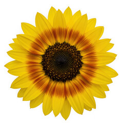 Fototapeta premium A bright yellow sunflower bloom isolated on transparent background