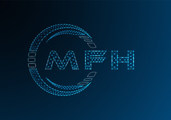MFH low poly letter logo vector design. MFH lower poly logo design. Low poly logo.