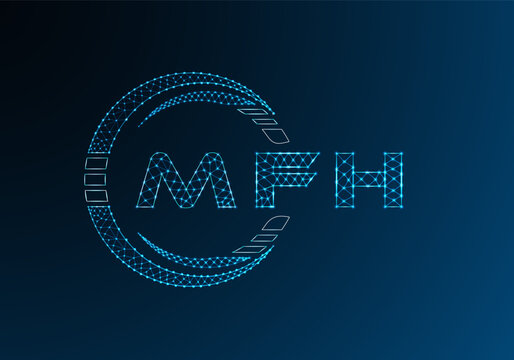 MFH low poly letter logo vector design. MFH lower poly logo design. Low poly logo.
