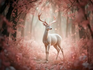 Enchanting Pink Forest Deer