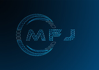 MFJ low poly letter logo vector design. MFJ lower poly logo design. Low poly logo.