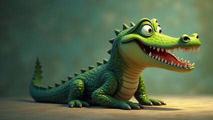 Obraz premium Cartoon alligator illustration smiling reptile mascot character design