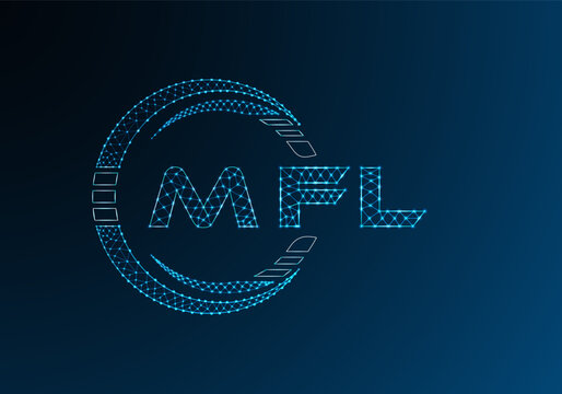 MFL low poly letter logo vector design. MFL lower poly logo design. Low poly logo.