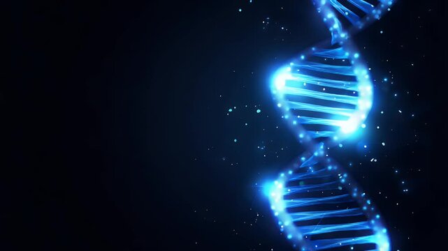 Glowing DNA double helix against a dark background