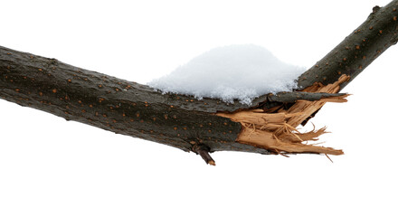 Fototapeta premium Broken Tree Branch with Snow.