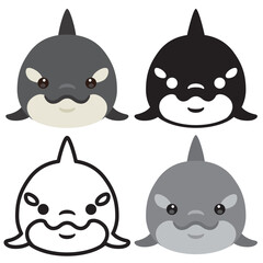 シャチの顔アイコンセット