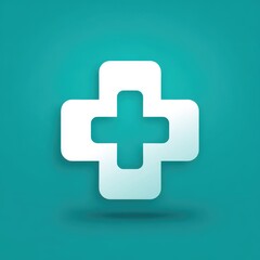 Obraz premium White Medical Cross on Teal Background