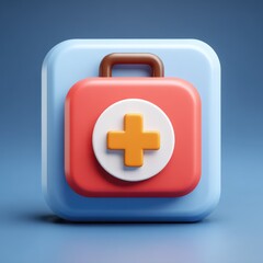 Fototapeta premium 3D Rendered Red and Blue First Aid Kit Icon