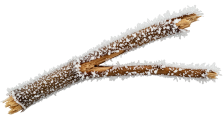 FrostCovered Branch on White Background.