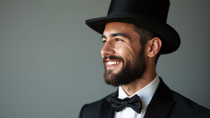 Elegant Gentleman with Top Hat and Bow Tie