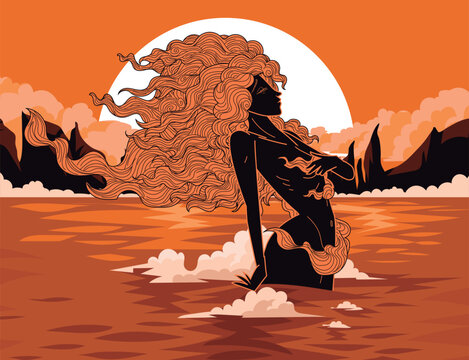 birth of venus aphrodite in the sea foam