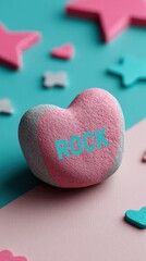Fototapeta premium Inspirational International Drop A Rock Day Heart with Paper Stars for Spring Wellness Campaigns and Mothers Day Marketing Content, Authentic Joyful Lifestyle