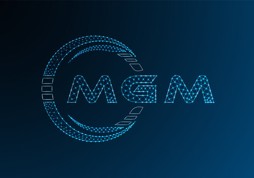 MGM low poly letter logo vector design. MGM lower poly logo design. Low poly logo.
