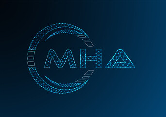 MHA low poly letter logo vector design. MHA lower poly logo design. Low poly logo.