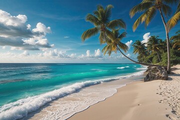 Obraz premium Majestic Caribbean Beach Seascape with Azure Horizon _ Tranquil Waves