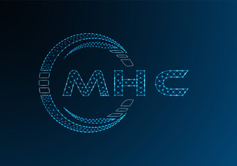 MHC low poly letter logo vector design. MHC lower poly logo design. Low poly logo.