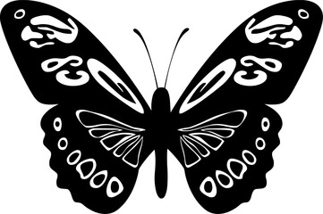 Black and White Butterfly Silhouette Wall Decal Vector. 