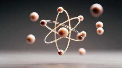 High-Quality Modern Atomic Model of Charged Particles with Electrons Orbiting Professional Science Education Content for Tech Marketing and Editorial Use