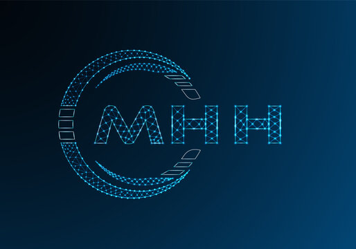 MHH low poly letter logo vector design. MHH lower poly logo design. Low poly logo.