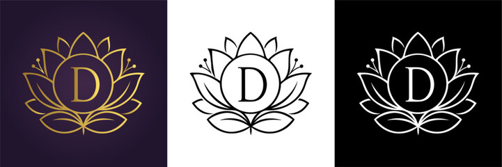 Letter D Luxury Floral Monogram Logo Template (16)
