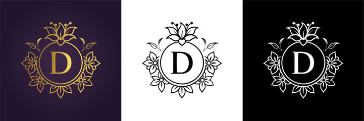 Letter D Luxury Floral Monogram Logo Template (19)