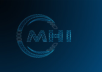 MHI low poly letter logo vector design. MHI lower poly logo design. Low poly logo.