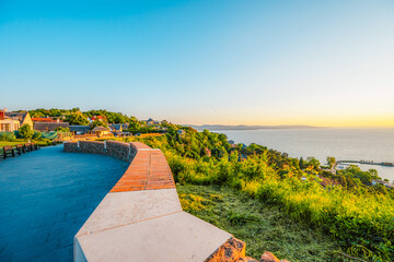 Fototapeta premium Tihany in Hungary. Benedictine Monastery of Tihany Abbey with Lake Balaton.