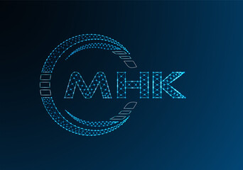 Naklejka premium MHK low poly letter logo vector design. MHK lower poly logo design. Low poly logo.