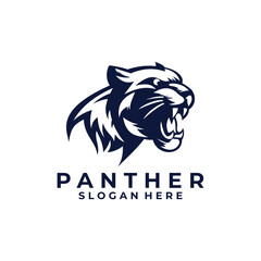 Abstract Panther head line art logo design vector