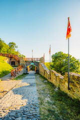 Sunset over the castle Szigliget, Hungary near Balaton lake