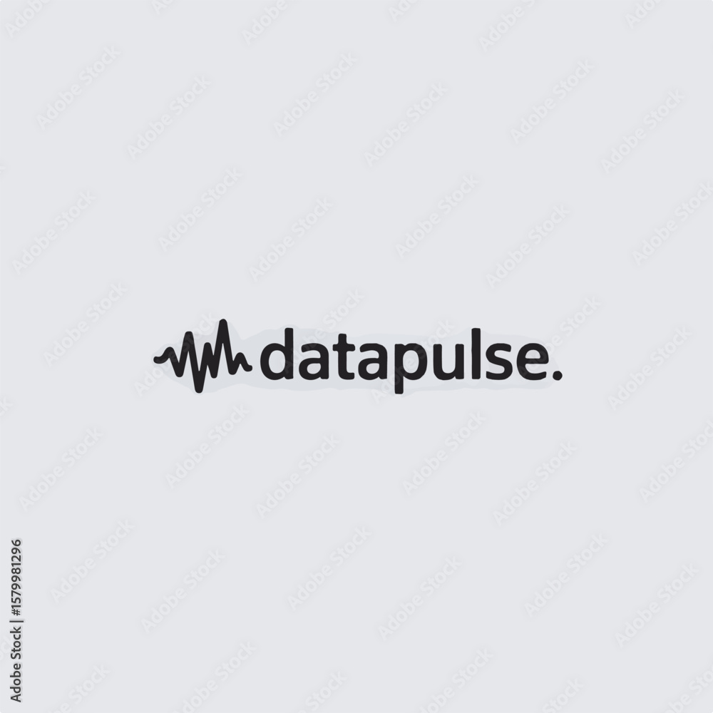 Poster datapulse logo design in a minimalist style representing data analysis with an ecg waveform on a lig