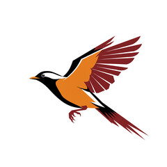 Obraz premium Abstract, minimalist illustration of a bird in flight, dynamic composition, clean lines, vibrant color palette