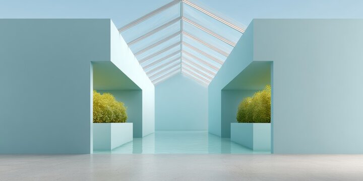 Premium Modern Greenhouse Interior with Aquaponics Vertical Plant Beds and Fish Farming for Sustainable Agri-Tech Marketing and Social Media Campaigns