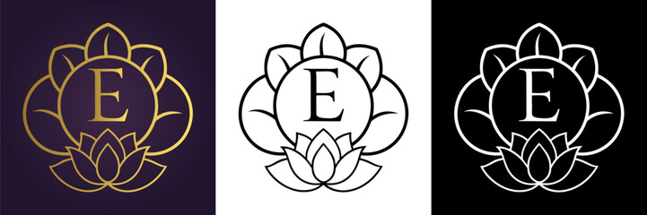 Letter E Luxury Floral Monogram Logo Template (15)