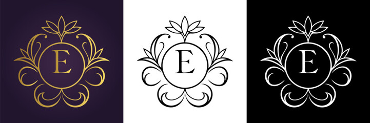 Letter E Luxury Floral Monogram Logo Template (16)
