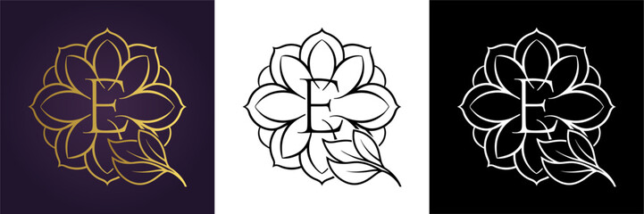 Letter E Luxury Floral Monogram Logo Template (21)