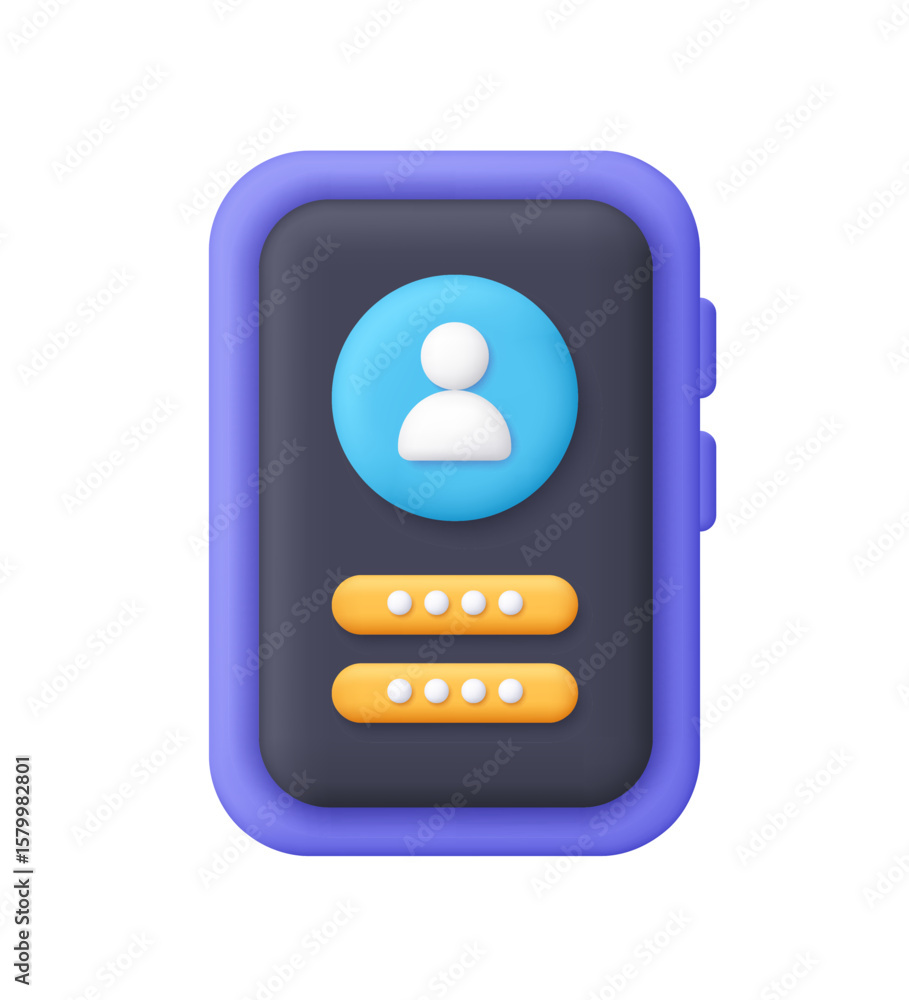 Poster account login with a user profile and password form on smartphone. user authorization, login authent