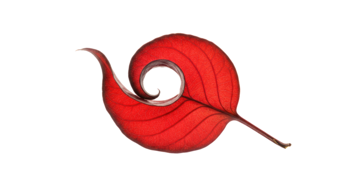 Red Leaf with Swirling Tip.