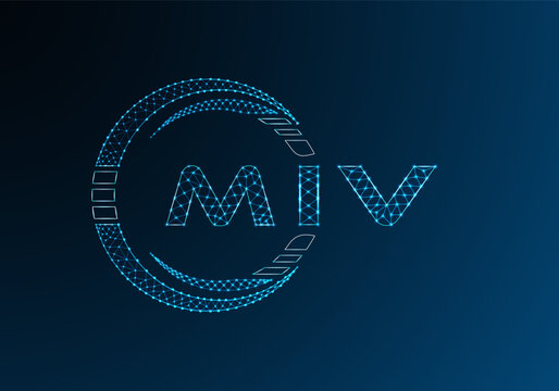 MIV low poly letter logo vector design. MIV lower poly logo design. Low poly logo.